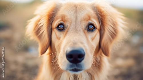 Golden retriever portrait, look at camera