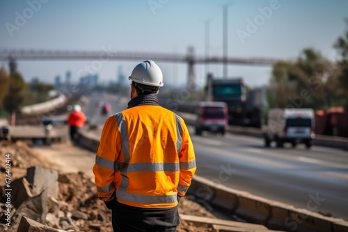 New Expressway Under the Watchful Eye of a Civil Engineer photo