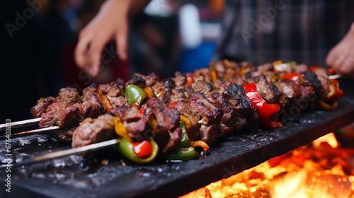 Fast food. Eastern food. Shish kebab, lyulya-kebab, shaverma, pita gyros