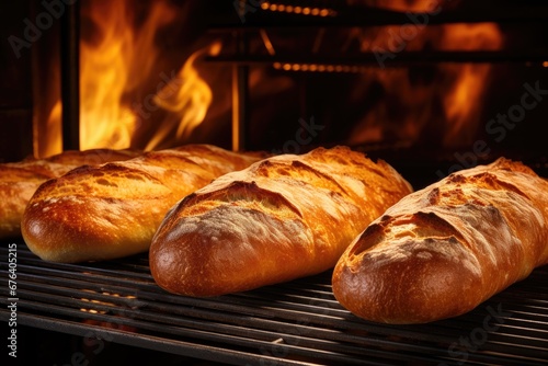  a bunch of loaves of bread sitting on a rack. generative ai