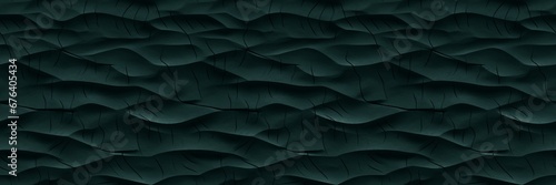 Abstract dark green 3d concrete cement texture wall texture background wallpaper banner with waves, seamless pattern