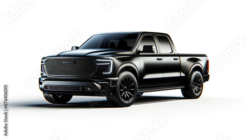 Black pickup truck isolated on white background photo