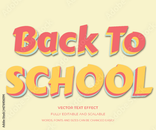 Editable text effect Back To School 3d cartoon style premium vector