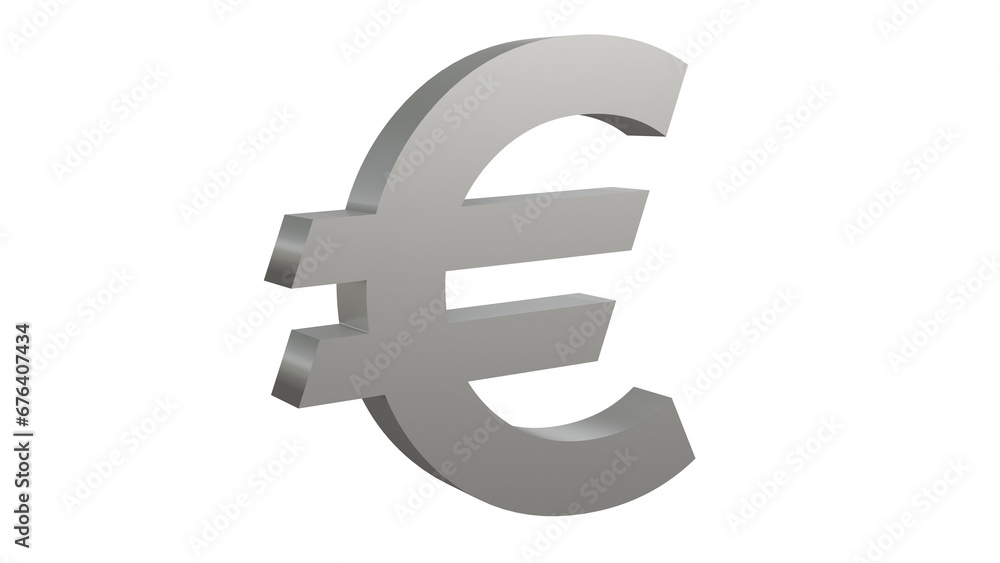 Euro coin isolated 3d render, euro symbol isolated, silver euro icon isolated Euro coin isolated 3d render, euro symbol isolated, silver euro icon isolated