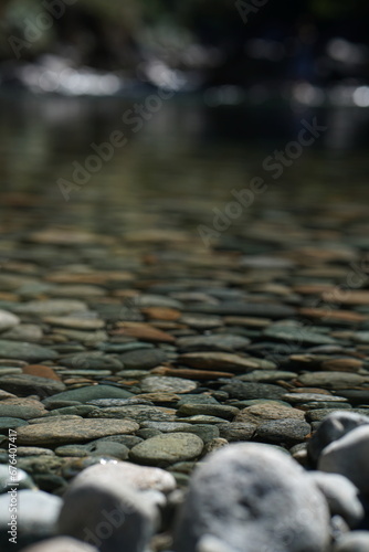 Patagonian stones in the crystalline waters of the Blanco River
