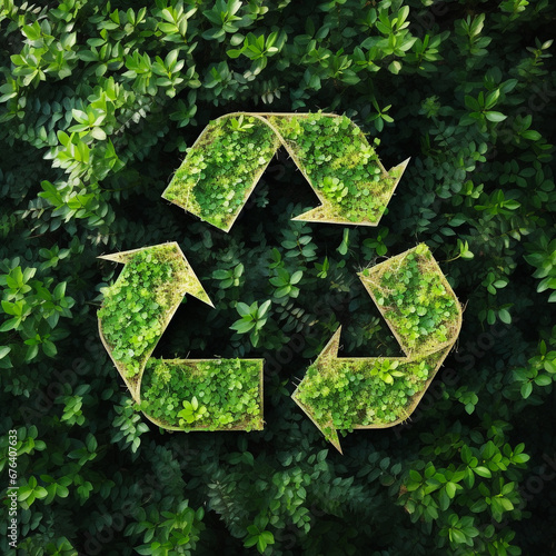 Recycle sign is made from natural and recycled materials. Sign is used for recycling campaigns.