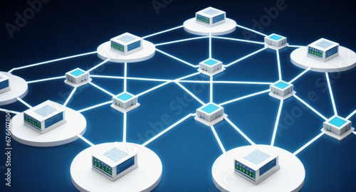 Networking , Netzwerk Topologien visualisiert . KI Generated photo
