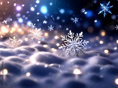 Winter background with snowflakes. Generative AI © Kdp Vibe