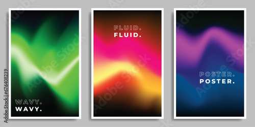 Colorful wavy and fluid gradient mesh background template copy space bundle. Vibrant and smooth color gradation backdrop design. Blurred background for poster, banner, or catalog