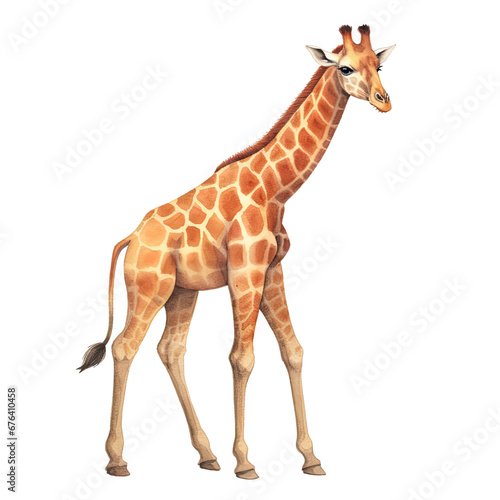 Hand Drawn Watercolor Giraffe Clip Art Illustration. Isolated elements on a white background.