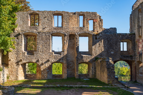 Photos The Landskron castle ruins in Oppenheim/Germany on the Rhine on a sunny autumn d