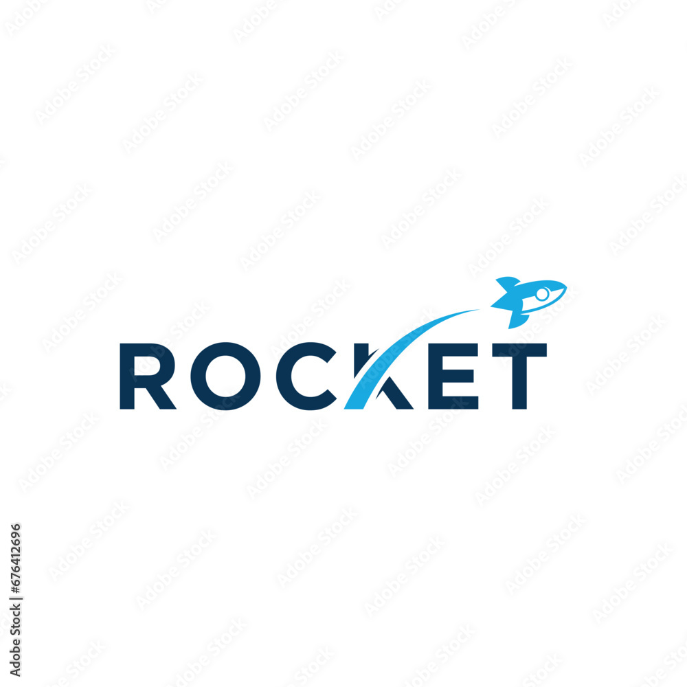 Rocket wordmark Text logo design minimal modern concept