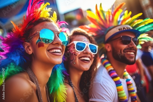 Group of friends celebrating carnival party