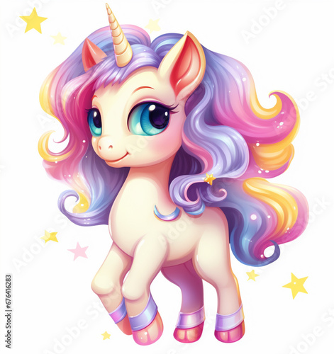 cute unicorn with star and rainbow accents