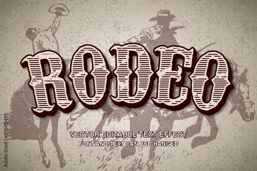 rodeo cowboy wild west vintage retro typography editable text effect grunge texture style template design