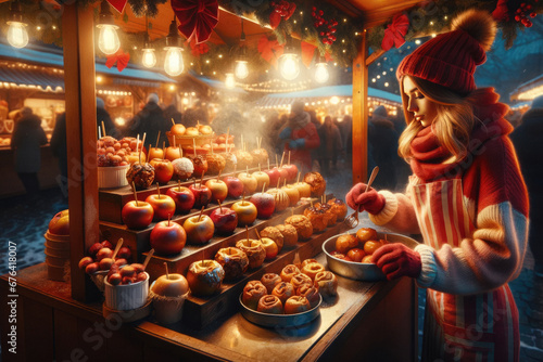 baked apple sales stand at a christmas market