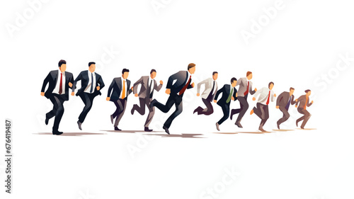 Minimalist Vector illustration of a businessman in a suit running a race on a white background  business competition concept.