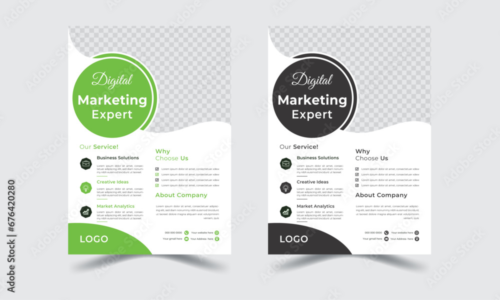 Creative Corporate business flyer design. brochure, magazine or flier mockup in bright colors. unique business marketing agency flyer template.
