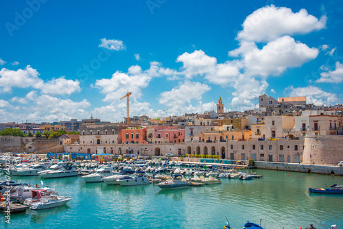 View of seafront and old town Bisceglie in Puglia on summer. photo
