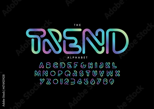 Vector of stylized modern font and alphabet