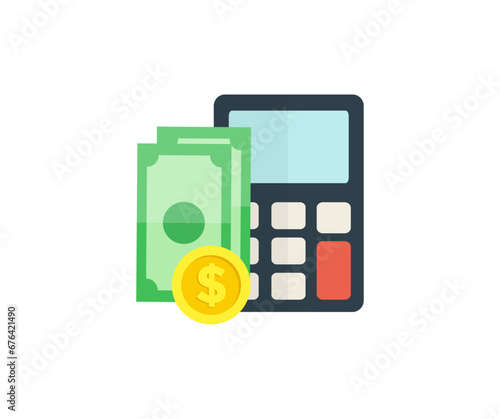 Monetize calculator icon. Money conversion. Financial accounting vector design and illustration.
