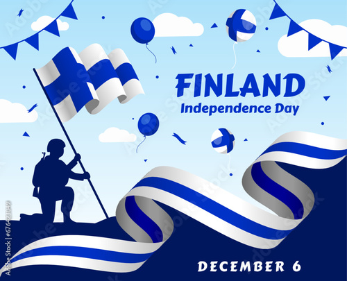 A vector illustration to show Finnish flag in a celebration backgrounds

