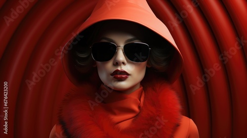 A mannequin wearing a red hat and sunglasses. © tilialucida
