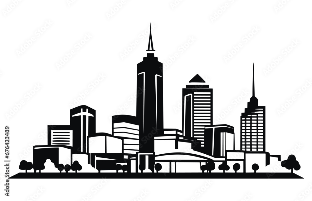 Indianapolis skyline, monochrome silhouette. Vector illustration, Cityscape Building Abstract Simple shape and modern style art Vector design - indianapolis city.