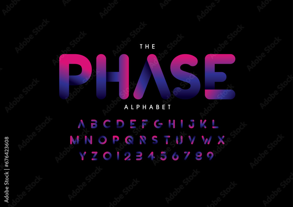 Vector of stylized modern font and alphabet Vector of stylized modern font and alphabet