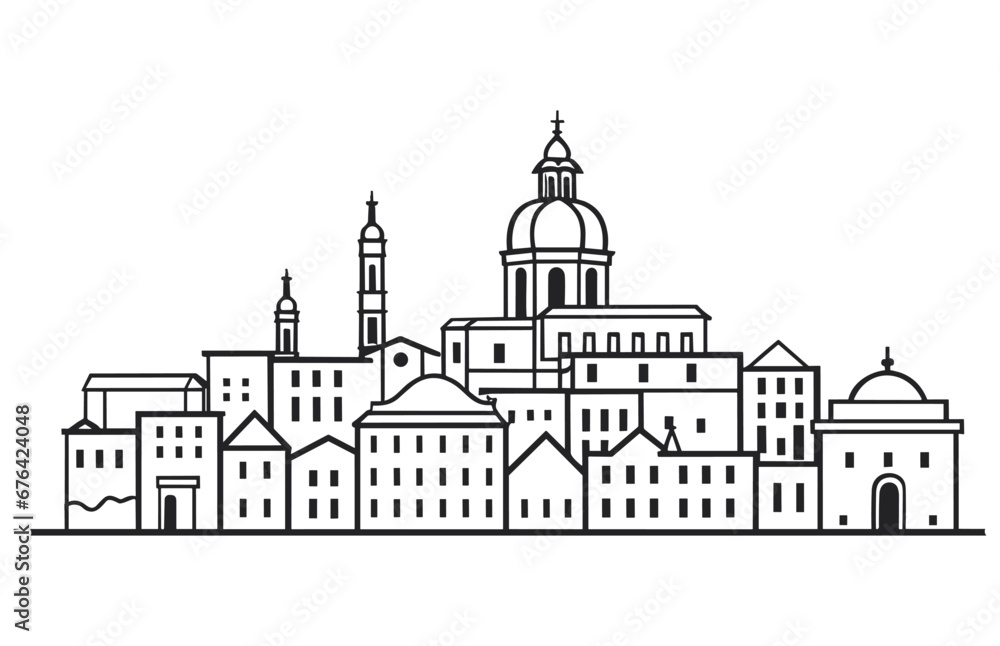 Italy City skyline silhouette, Rome Italy city skyline vector silhouette.