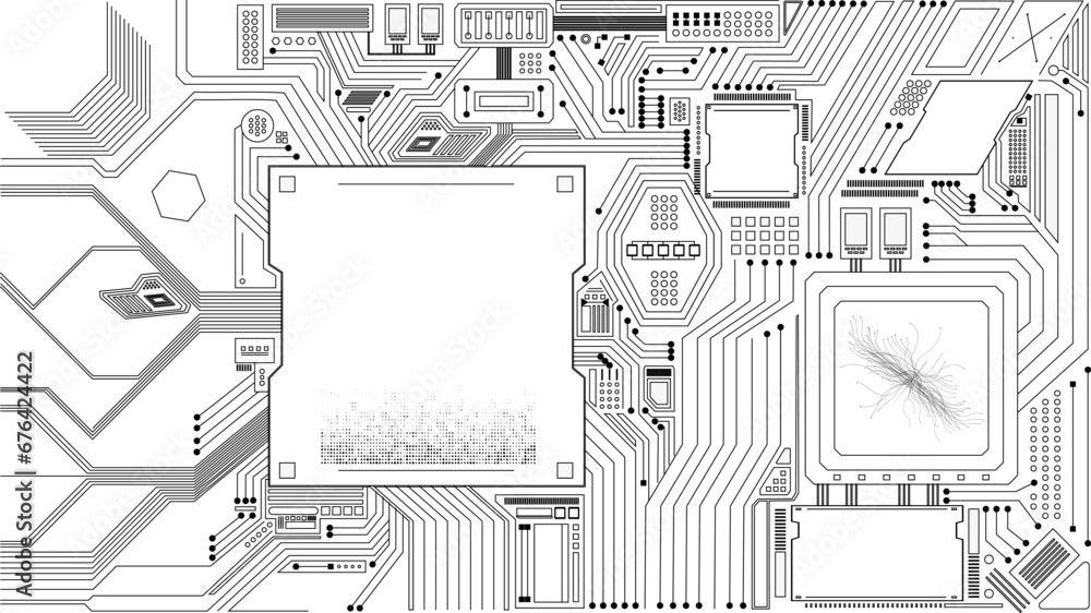 hi tech electronic circuit board digital graphic box.