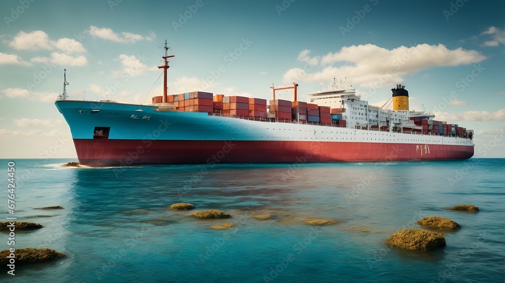 One cargo large ship running concept import export cargo container ...