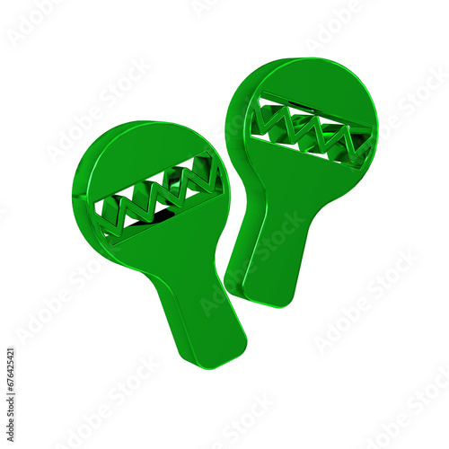 Green Maracas icon isolated on transparent background. Music maracas instrument mexico.
