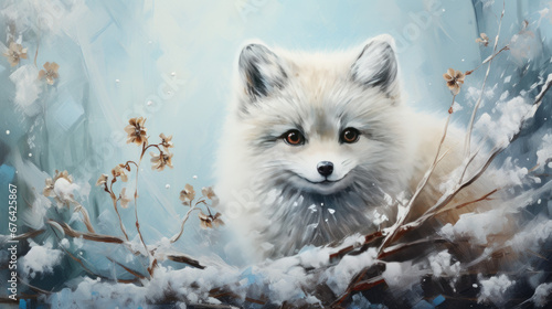 A white fox in winter