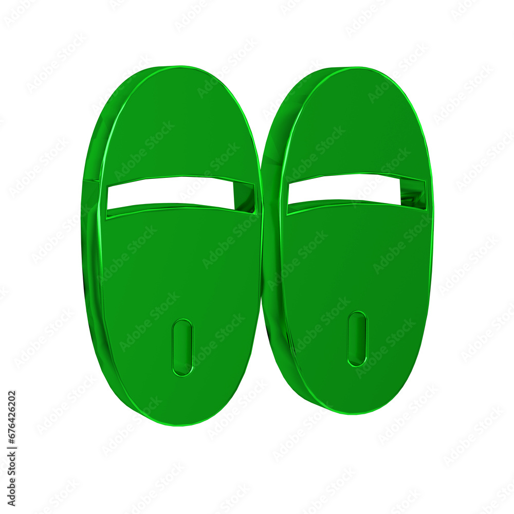 Green Slippers icon isolated on transparent background. Flip flops sign. Green Slippers icon isolated on transparent background. Flip flops sign.