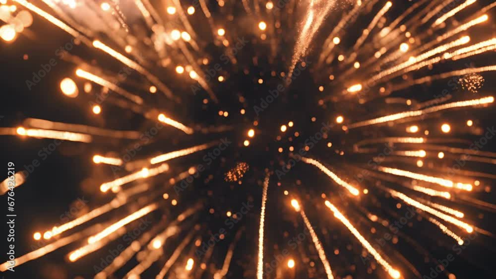 zoomedin view sizzling sparks shooting firework, crackling sputtering they light night sky. zoomedin view sizzling sparks shooting firework, crackling sputtering they light night sky.