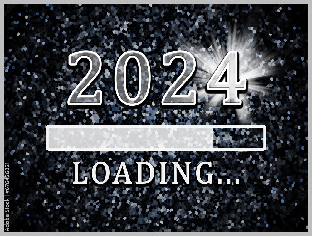 Progress bar representing year 2024 loading for new business linked to happy new year and merry Christmas concept