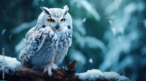 The snowy owl Bubo scandiacus, also known as the polar, the white and the Arctic owl, is a large, white owl of the true owl family. photo