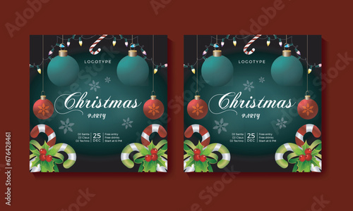  Merry christmas instagram post or social media banner template with modern creative concept