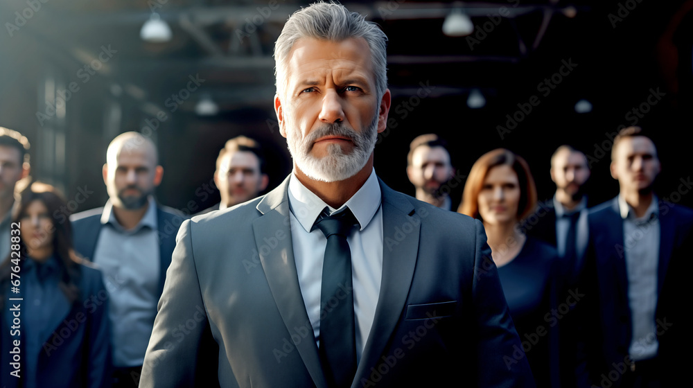 MATURE, DECISIVE LEADER BUSINESSMAN WITH A GROUP, CLOSE-KNIT TEAM, COLLEAGUES. legal AI MATURE, DECISIVE LEADER BUSINESSMAN WITH A GROUP, CLOSE-KNIT TEAM, COLLEAGUES. legal AI