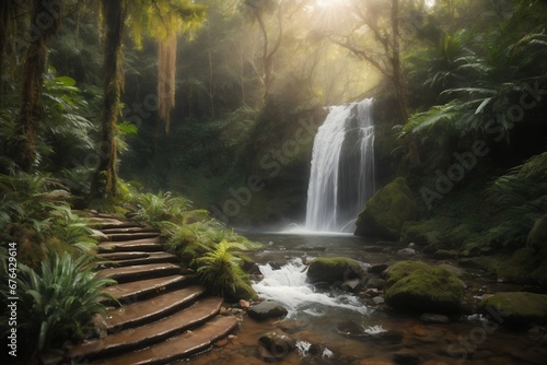 Waterfall in The forest  generated by AI © Authentic Palace 