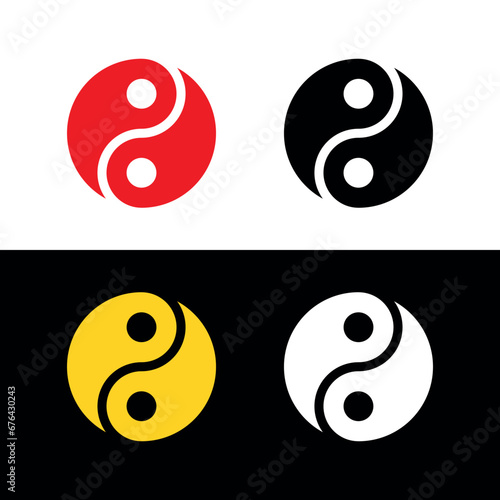 Yin and yang icon. Yin Yang, symbol of Buddhism, religion. Designation of opposite properties, day and night.