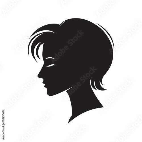 Lady Face Silhouette Images in this Comprehensive Stock Image Series, Featuring Various Female Facial Features for Artistic Use © Verslood