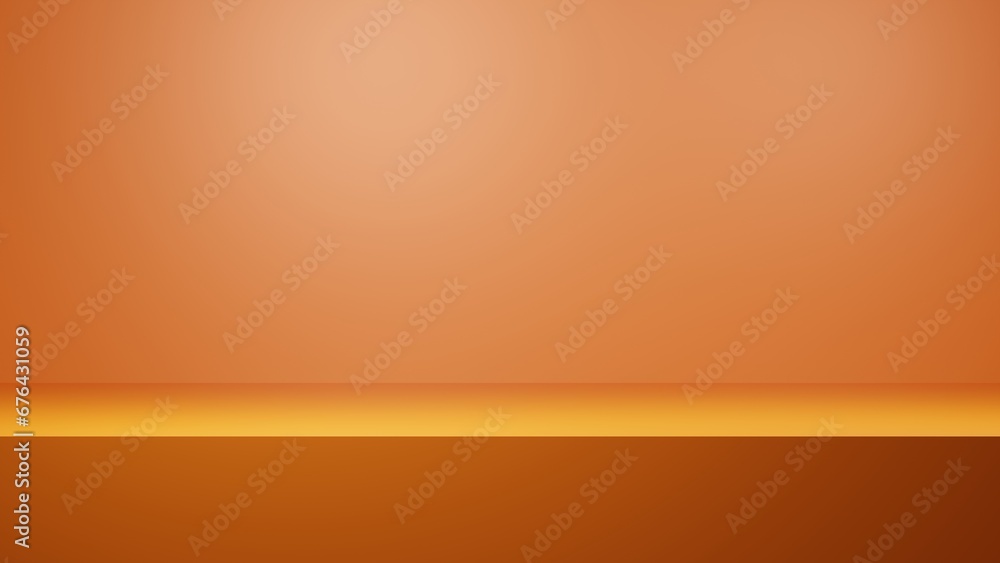 Orange blank background illustration 3d render, Blank background studio concept, Orange background texture