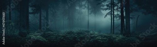 dark forest in the fog © grigoryepremyan
