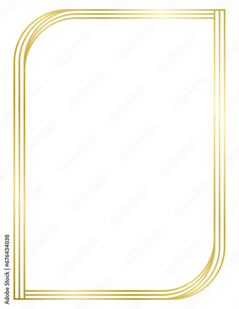 Golden metal frame isolated on white. Vector frame for text, photo, certificate, pictures, diploma. Gold