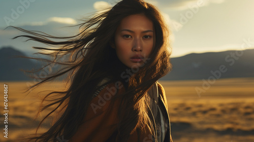A fashion editorial photoshoot of an Asian woman