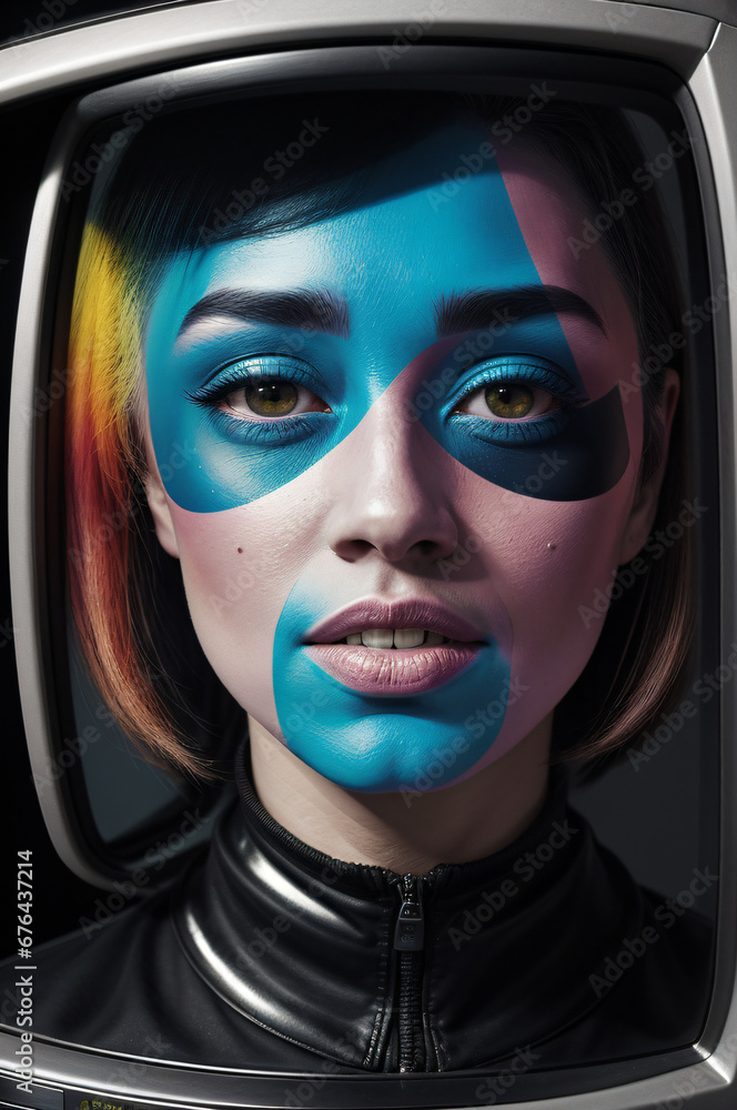 mujer con maquillaje colorido mujer con maquillaje colorido