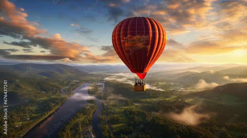 hot air balloon over region country ai generated