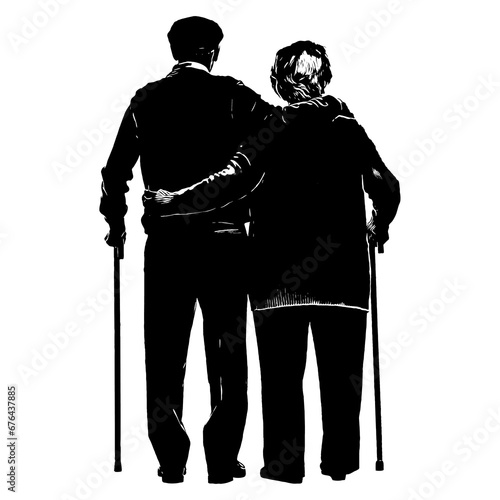 silhouette of a man and woman rear view